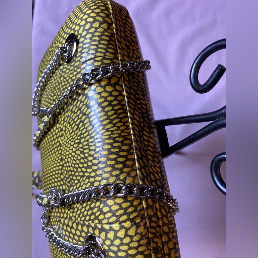 BCBG MaxAzria Chloe Sunflower Snakeprint Box Purse - Picture 4 of 13